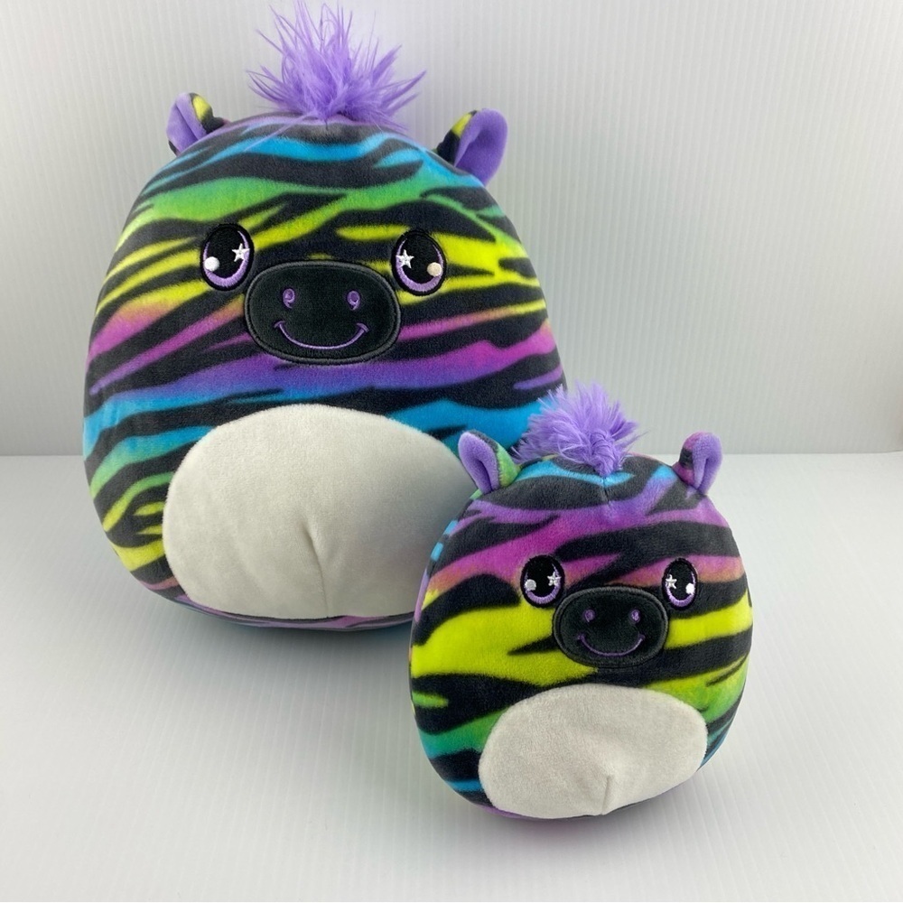 Squishmallows Ravalia Rainbow Zebra Set 10 & 6 inch Plush Stuffies